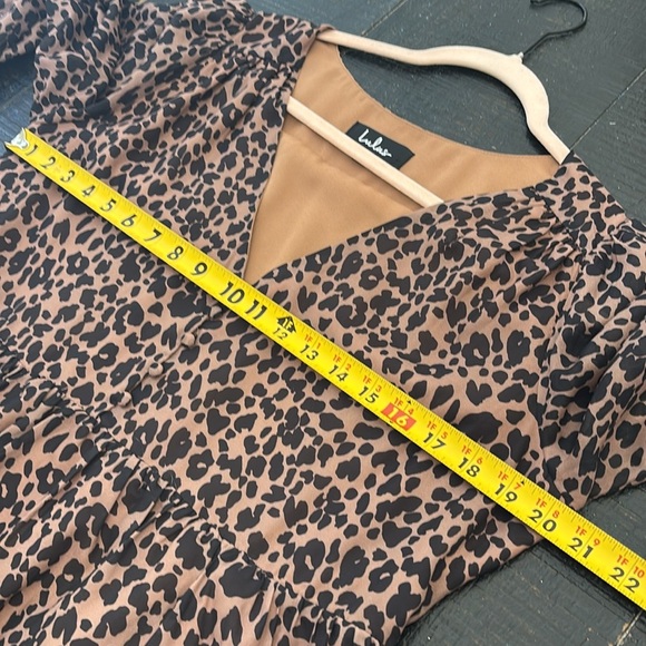 Lulus Rock It Out Brown and Black Leopard Print Babydoll Dress size Medium - Picture 10 of 13